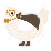 A cream chicken with a lace pattern