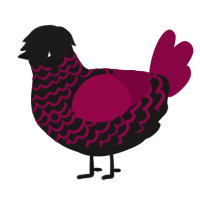 A sable and maroon chicken with a lace pattern