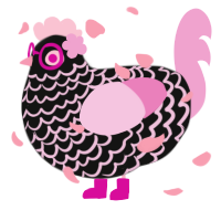 A black and pink chicken with a lace pattern