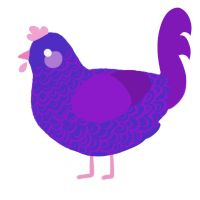 magic, a indigo and violet chicken with a double-lace pattern
