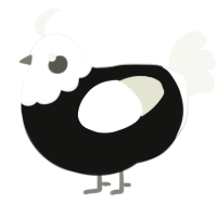A black and white chicken with a head pattern