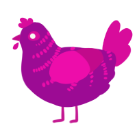 A plum and fuchsia chicken with a half-bar pattern