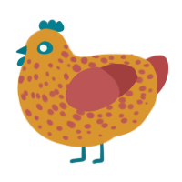 Flamin Hot Cheeto, a orange and red chicken with a speckle pattern