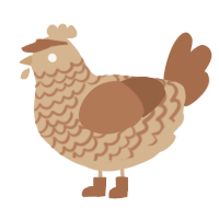 A beige and brown chicken with a lace pattern