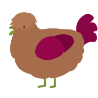 A brown and maroon chicken