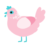 smile, a rose chicken with a neck-speckle pattern