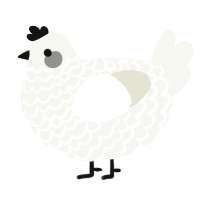 A white chicken with a lace pattern