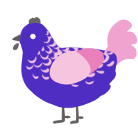 A indigo and pink chicken with a half-lace pattern