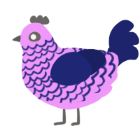 A lavender and navy chicken with a lace pattern