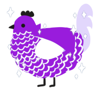 A violet and lilac chicken with a lace pattern