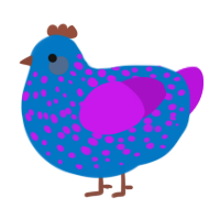 A sapphire and amethyst chicken with a speckle pattern