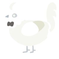 TEK, a white chicken with a head pattern