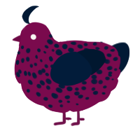A wine and tumblr chicken with a speckle pattern