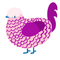 A rose and plum chicken with a lace pattern