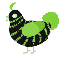 A black and grass chicken with a bar pattern