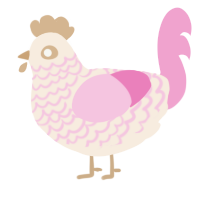 Strawberry Vanilla, a cream and pink chicken with a lace pattern