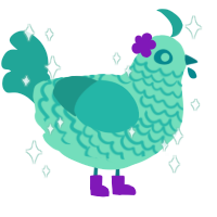 baja blast, a mint and turquoise chicken with a lace pattern