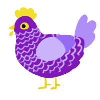 Jolly Rancher Grape, a violet and lilac chicken with a lace pattern