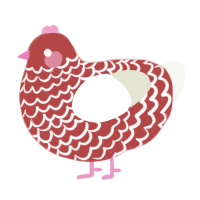 Red Velvet, a red and white chicken with a lace pattern