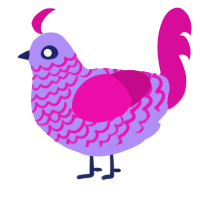 Wavey Davey, a lilac and fuchsia chicken with a lace pattern