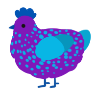 A violet and cerulean chicken with a speckle pattern