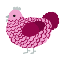 A pink and maroon chicken with a lace pattern