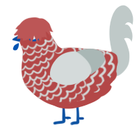 Fourth of July, a red and silver chicken with a lace pattern