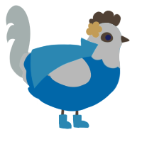 A sapphire and silver chicken with a head pattern