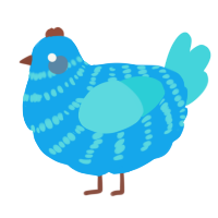 A sky and aqua chicken with a bar pattern