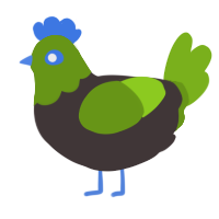 A silver and blurple chicken with a head pattern