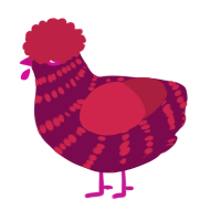A wine and crimson chicken with a bar pattern