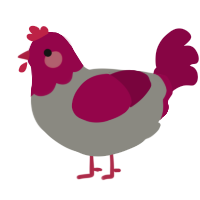 A ash and maroon chicken with a head pattern