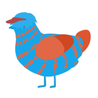 A sky and vermilion chicken with a bar pattern
