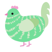 A spring and gluppy chicken with a bar pattern