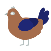A brown and navy chicken