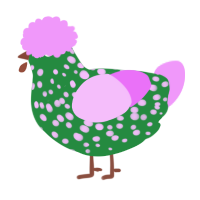 A viridian and lavender chicken with a speckle pattern