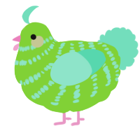 A grass and mint chicken with a bar pattern