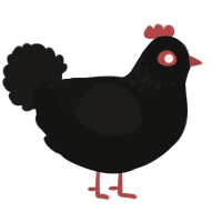 Underworld, a black and sable chicken with a neck-speckle pattern