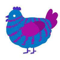 A sapphire and plum chicken with a bar pattern