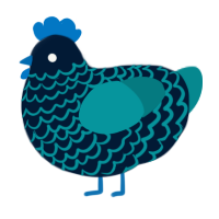 A tumblr and teal chicken with a lace pattern