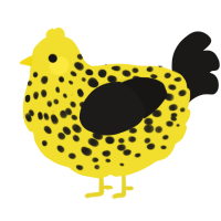 A yellow and sable chicken with a speckle pattern