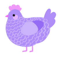 A lilac chicken with a lace pattern