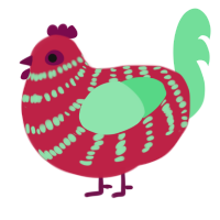peppermint, a crimson and spring chicken with a bar pattern