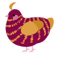 mulled berry wine, a maroon and orange chicken with a bar pattern