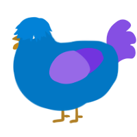 A sapphire and blurple chicken