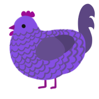 A blurple and overcast chicken with a lace pattern