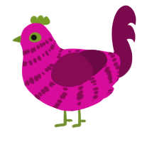 A fuchsia and wine chicken with a bar pattern