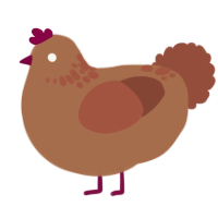 A brown and russet chicken with a neck-speckle pattern