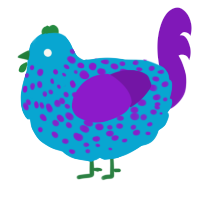 A cerulean and violet chicken with a speckle pattern