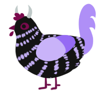 Goffick, a black and lilac chicken with a bar pattern
